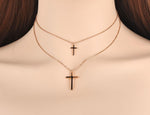 Collier Croix Femme<br> Double Chaîne Croix