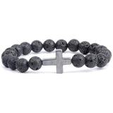 <transcy>Pulseira religiosa<br> Cruz estampada e contas</transcy>