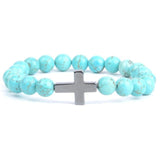 <transcy>Pulseira religiosa<br> Cruz estampada e contas</transcy>