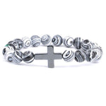 <transcy>Pulseira religiosa<br> Cruz estampada e contas</transcy>