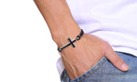 Bracelet Croix Homme </br>Cordon Cuir et Croix