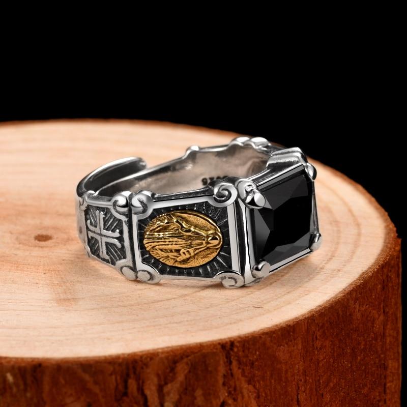 Bague Argent Sterling<br> Onyx Zirconium-Boutique Chrétienne