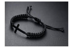 Bracelet Croix Homme </br>Corde Noire
