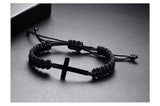 Bracelet Croix Homme </br>Corde Noire