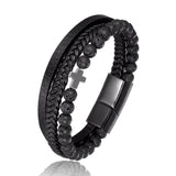 <transcy>Pulsera cristiana</br> Cuentas de cuero y ónix</transcy>