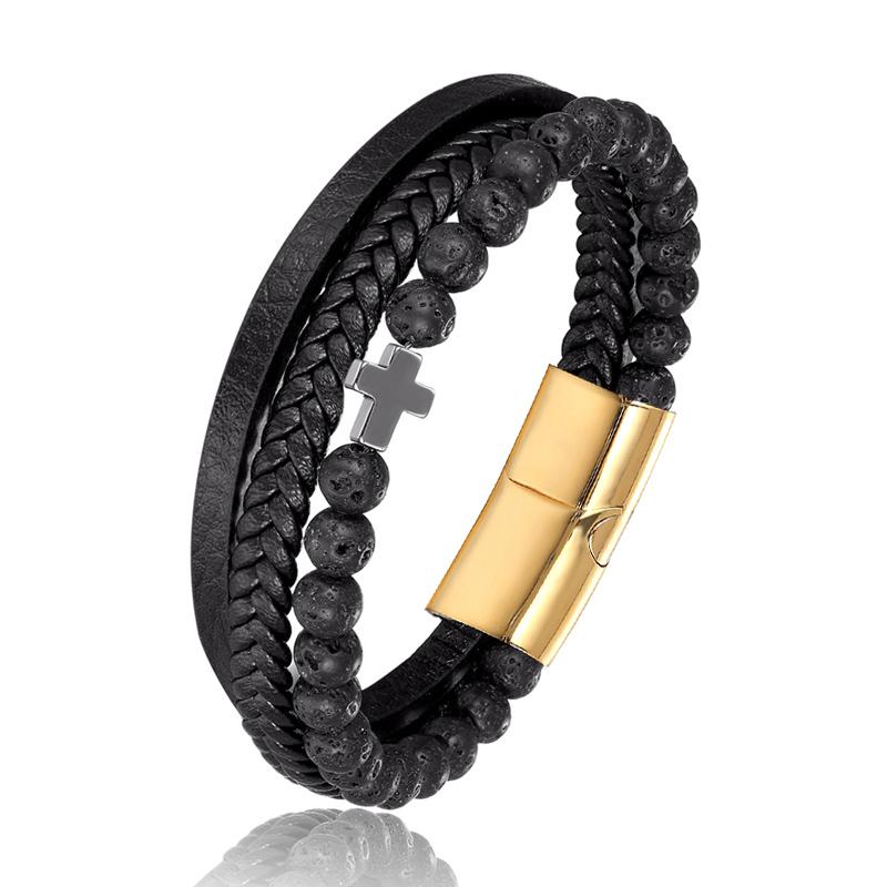 Bracelet Religieux </br>Cuir et Perles Marrons-Boutique Chrétienne