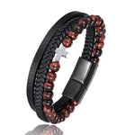 <transcy>Pulsera cristiana</br> Cuentas de cuero y ónix</transcy>