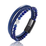 Bracelet Chrétien </br>Cuir et Perles d'Onyx