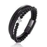 <transcy>Pulsera cristiana</br> Cuentas de cuero y ónix</transcy>