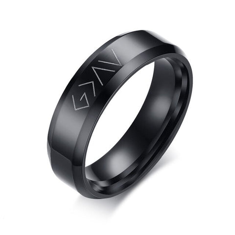 Bague Religieuse Noir <br>God Is Greater Than The Highs And The Lows