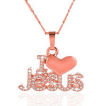 Collier Religieux<br> I Love Jesus Or Rose
