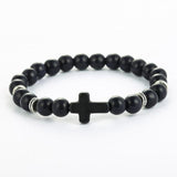 <transcy>Pulsera Cruz Cristiana</br> Perlas naturales</transcy>