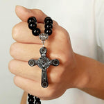 Collier Croix Homme<br> Collier Perlé Noir