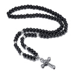 Collier Croix Homme<br> Collier Perlé Noir