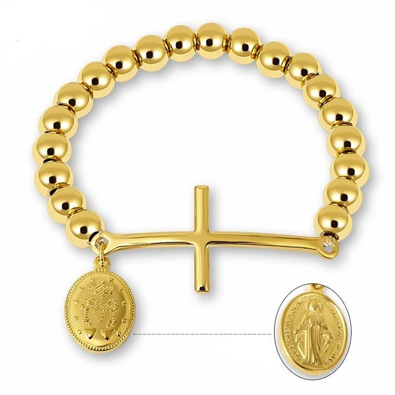 Bracelet Croix<br> Medaille Miraculeuse Or-Boutique Chrétienne