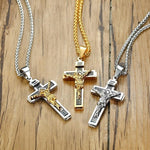 Collier Jésus<br> Crucifix Inri Noir Et Acier