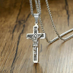 Collier Jésus<br> Crucifix Inri Noir Et Acier