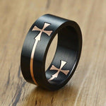Bague Religieuse <br>Croix des Templiers Or Rose