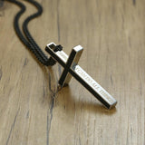 Collier Croix Homme Croix<br> Noire Et Argent