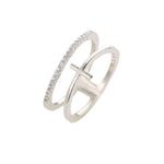 Double Bague Croix<br> Argent et Zirconium
