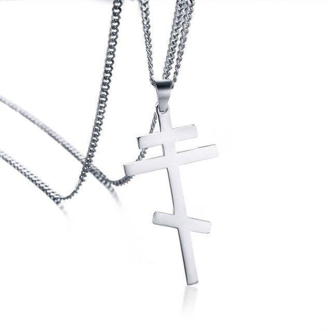 Collier Croix Orthodoxe<br> Croix Russe Argent