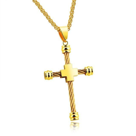 Collier Croix<br> Fil de Fer Or
