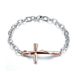 Bracelet Croix Femme<br> Croix Latéral Or Rose