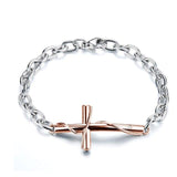 Bracelet Croix Femme<br> Croix Latéral Or Rose
