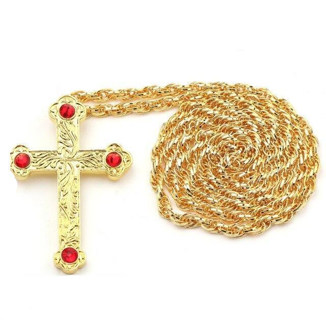 Collier Croix Orthodoxe<br> Zircon Rouge-Boutique Chrétienne