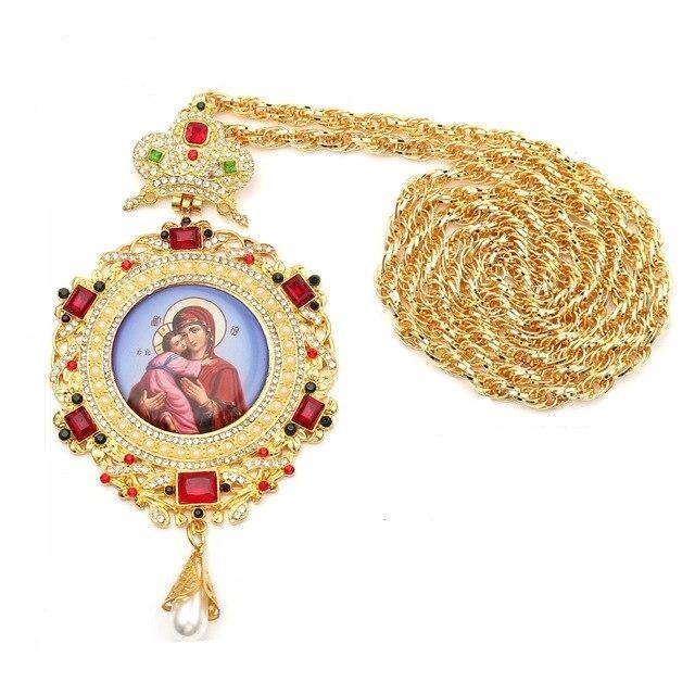 Croix Orthodoxe<br> Vierge Marie et l'Enfant-Boutique Chrétienne