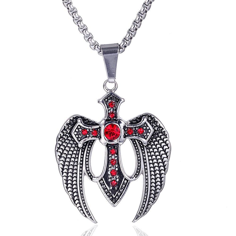 Collier Croix Homme<br> Croix avec Ailes Gothiques-Boutique Chrétienne