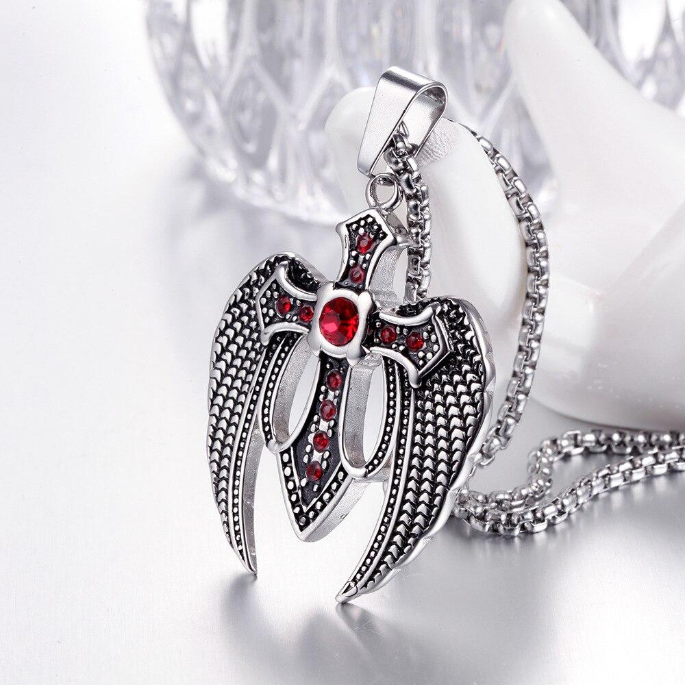 Collier Croix Homme<br> Croix avec Ailes Gothiques-Boutique Chrétienne