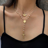 Collier Sautoir Or Pendentif </br> Croix Femme