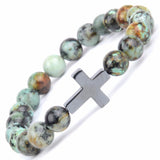Bracelet Religieux <br>Croix et Perles à Motifs