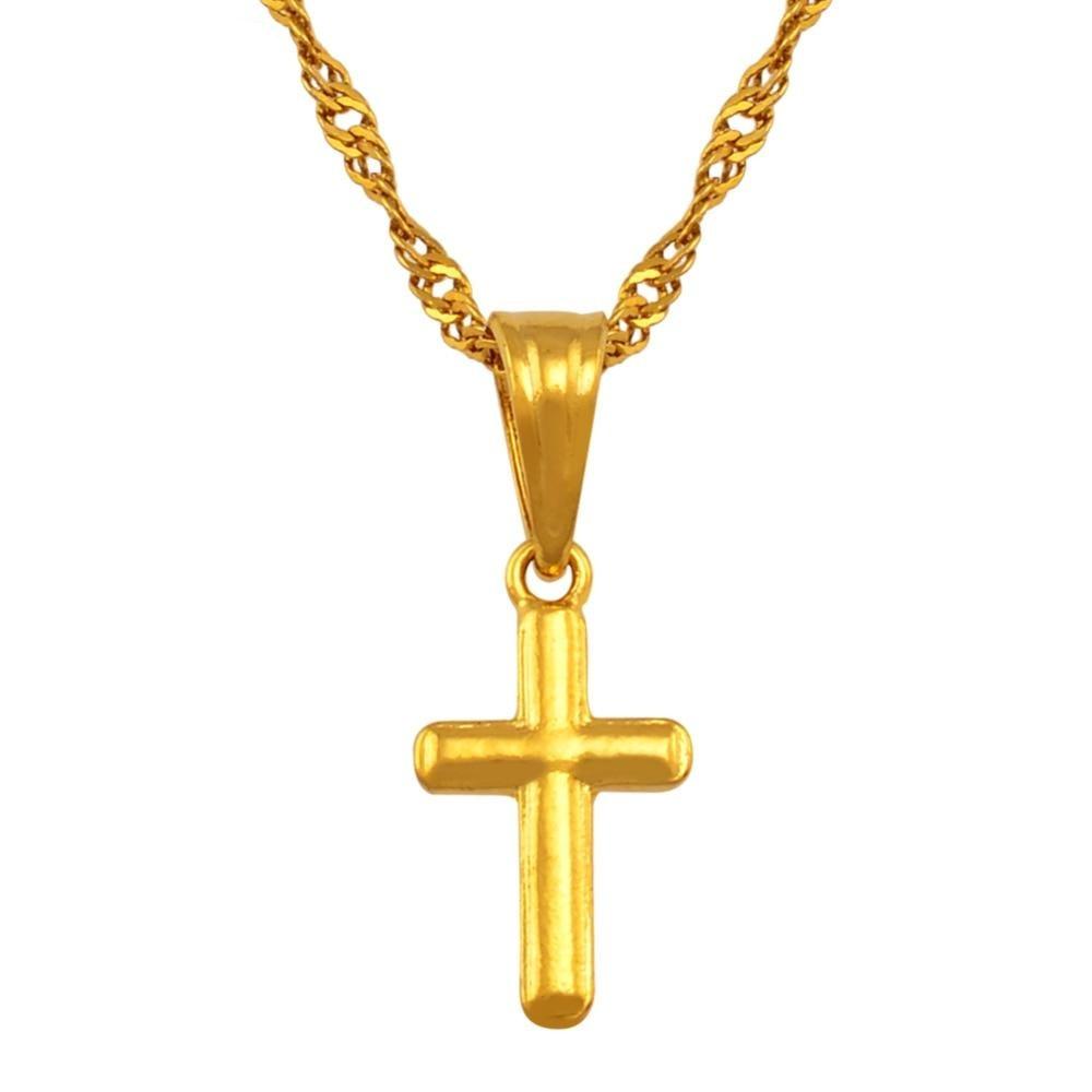 Collier Croix Femme Petite Croix Dorée-Boutique Chrétienne