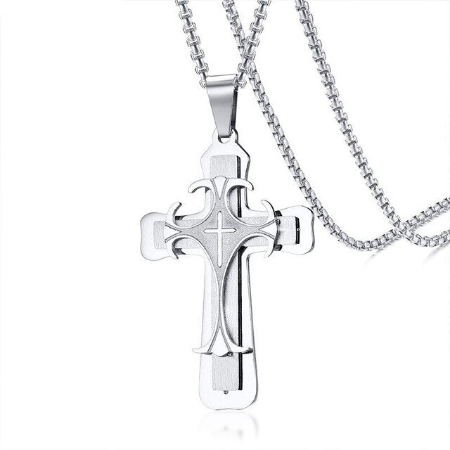 Collier Croix Homme<br> Pendentif Croix-Boutique Chrétienne