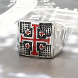 Bague Chevalière<br> Croix de Jerusalem Or Blanc