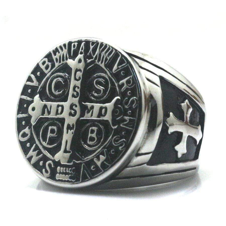 Bague Médaille<br> Saint Benoit Argent-Boutique Chrétienne